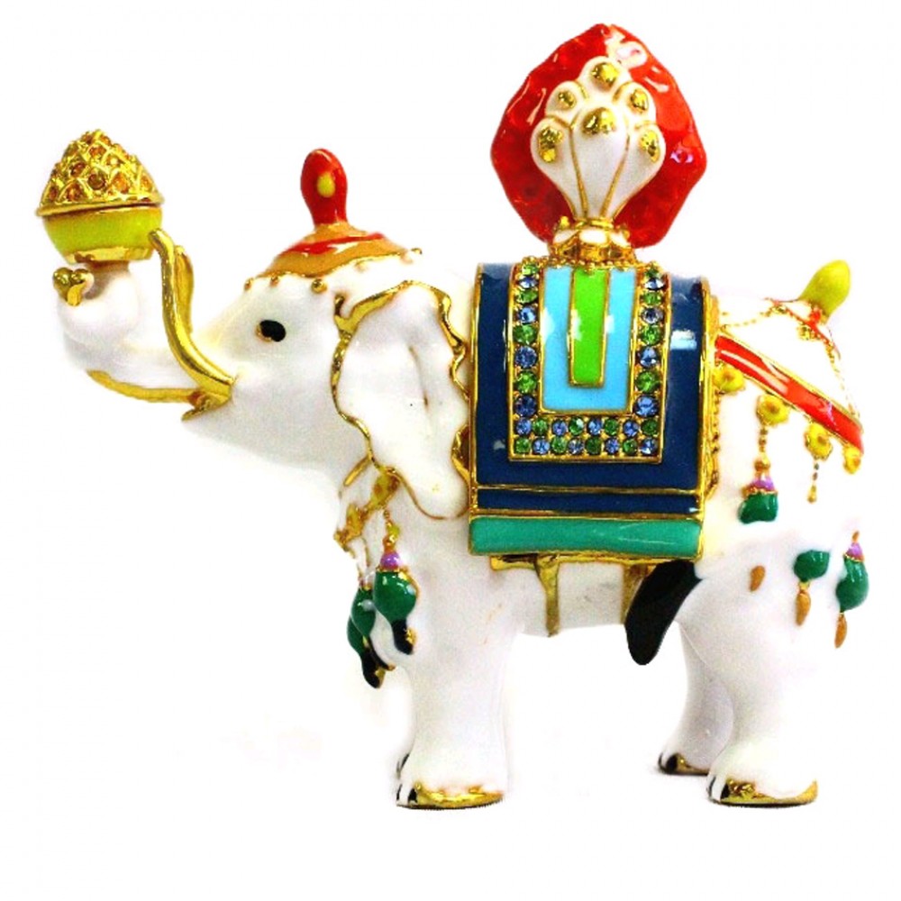 Bejeweled White Elephant carrying Flaming Jewel
